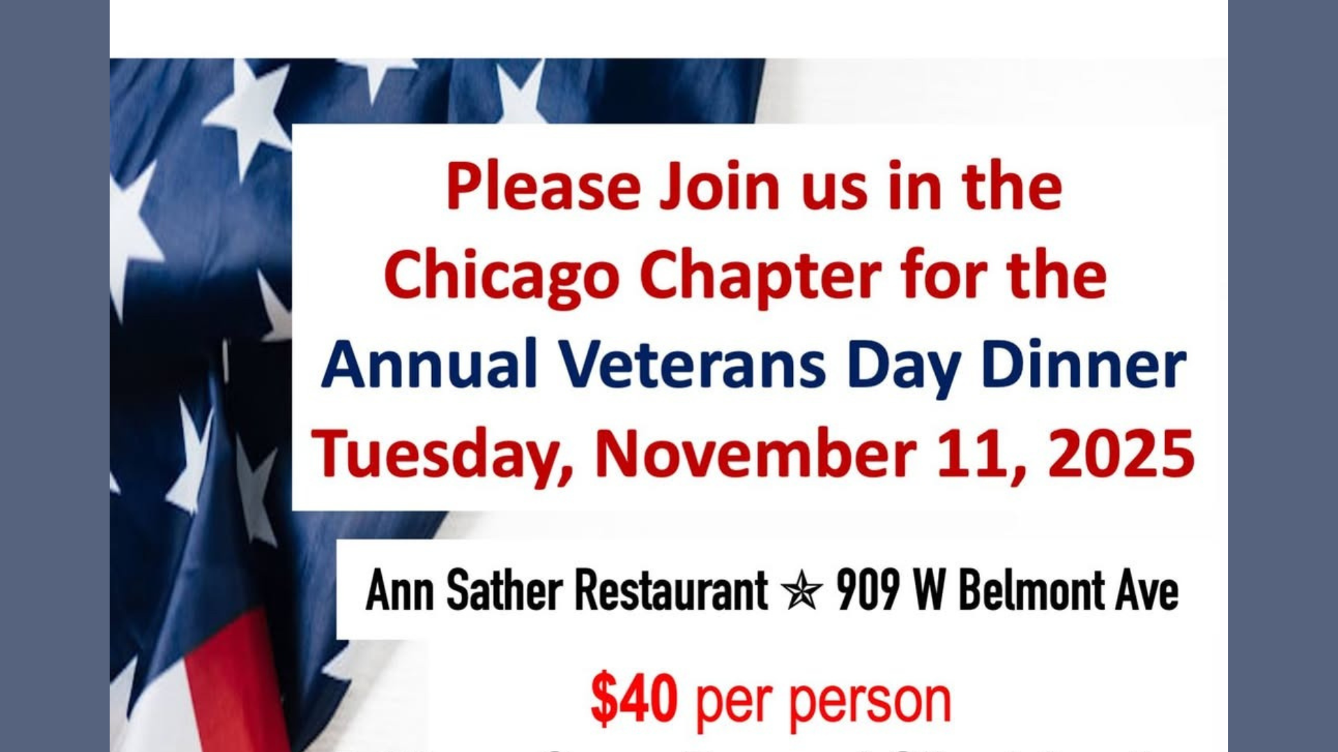 Annual Veterans Day Dinner American Veterans for Equal Rights