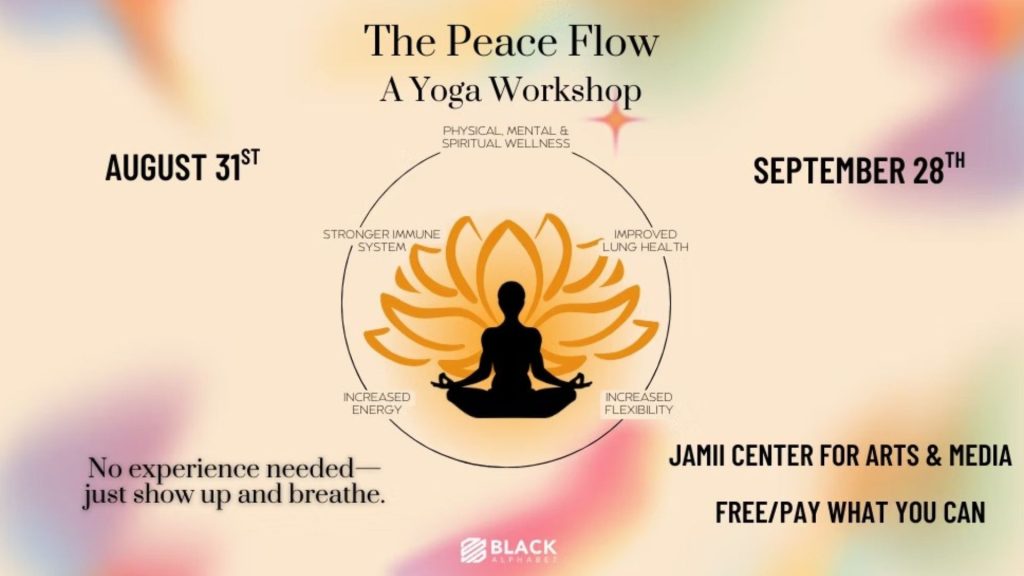 Black Alphabet Peace Flow Yoga