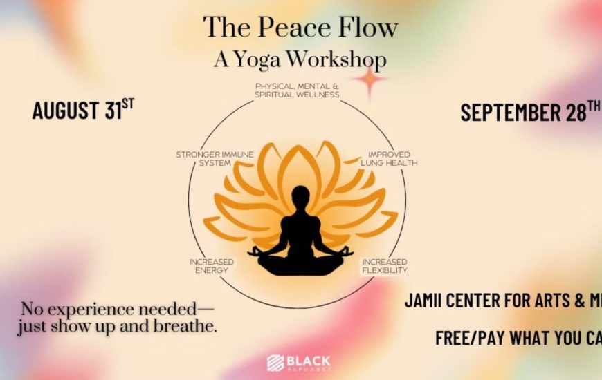 Black Alphabet Peace Flow Yoga